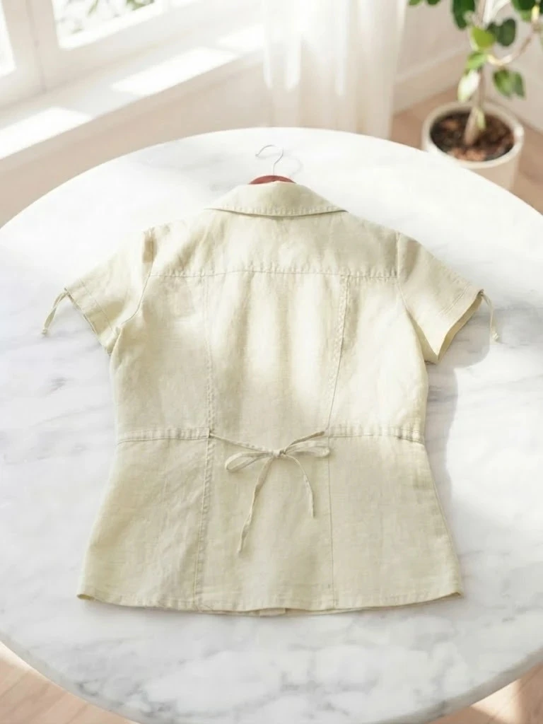 Chemise en lin jaune Patrice Bréal – T. 38 – photo 2